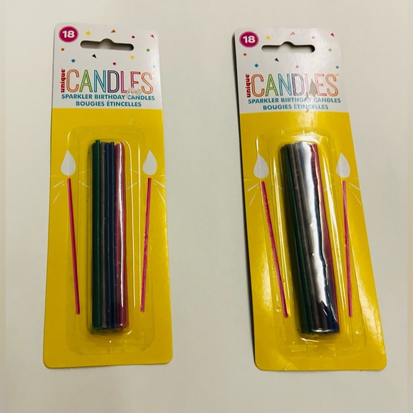 New 2 Packages Unique Candles 3 7/8" 36 Total Candles Sparkler Pink Blue Green - Picture 10 of 13